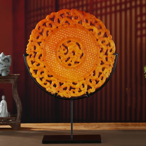 carved natural color marble bi disc