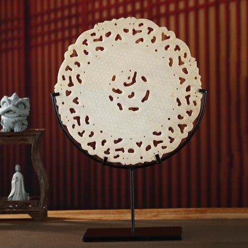 carved natural color marble bi disc