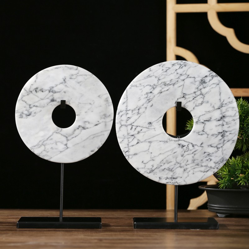 white and grey marble bi disc