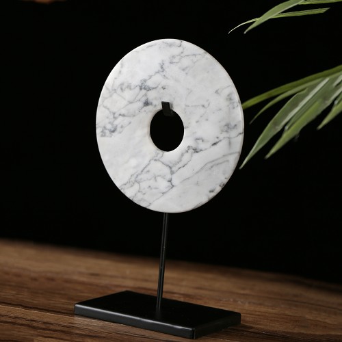 white and grey marble bi disc