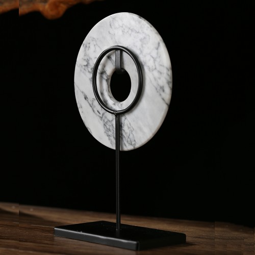 white and grey marble bi disc
