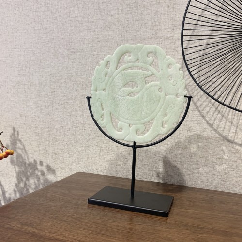 natural jade color marble bi disc